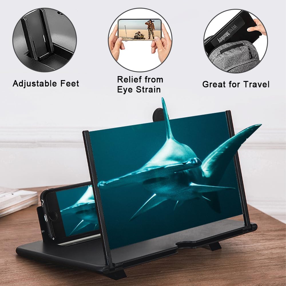 Smartphone Magnifier Stand, 14" 3D HD Cell Phone Magnifying Projector for Movies, Videos, and Gaming, Foldable Phone Stand With Screen Amplifier - kavyachic