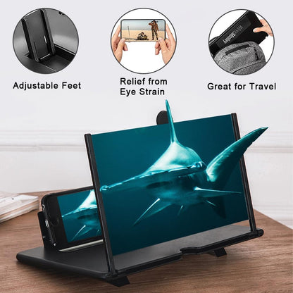 Smartphone Magnifier Stand, 14" 3D HD Cell Phone Magnifying Projector for Movies, Videos, and Gaming, Foldable Phone Stand With Screen Amplifier - kavyachic