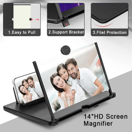 Smartphone Magnifier Stand, 14" 3D HD Cell Phone Magnifying Projector for Movies, Videos, and Gaming, Foldable Phone Stand With Screen Amplifier - kavyachic
