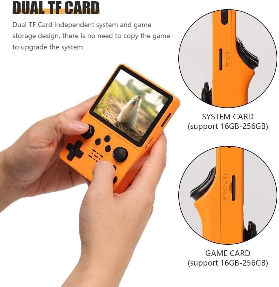 QuantumG - R35S Retro Handheld Game Console with 3.5 Inch IPS HD Display, Linux System, 64GB Inbuilt Games – Compact Pocket Video Game (Yellow) - kavyachic